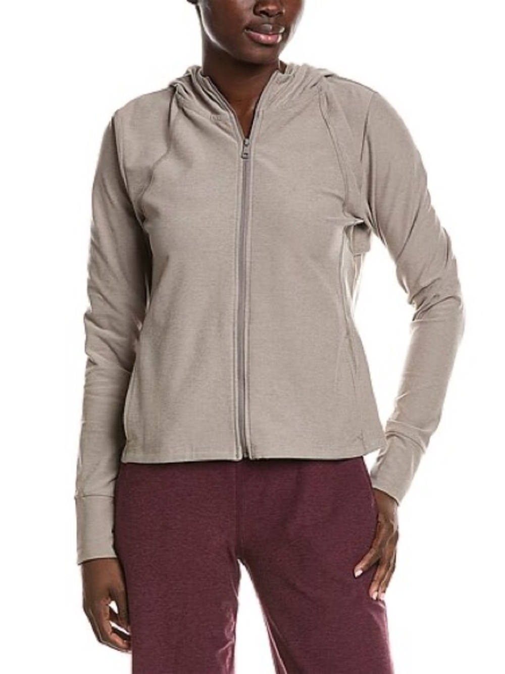Beyond Yoga Spacedye High Energy Zip-Up Birch Heather Hoodie Jacket EUC Size S